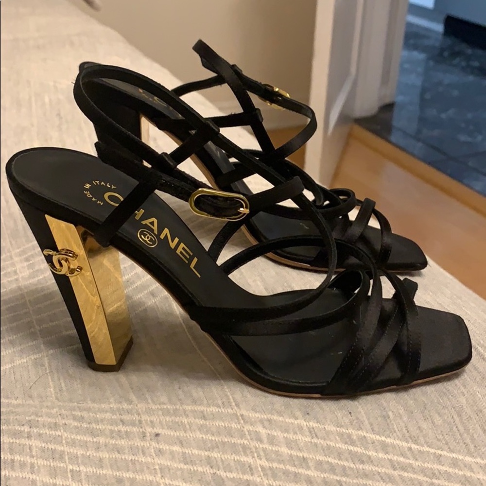 Authentic Chanel open toe heels